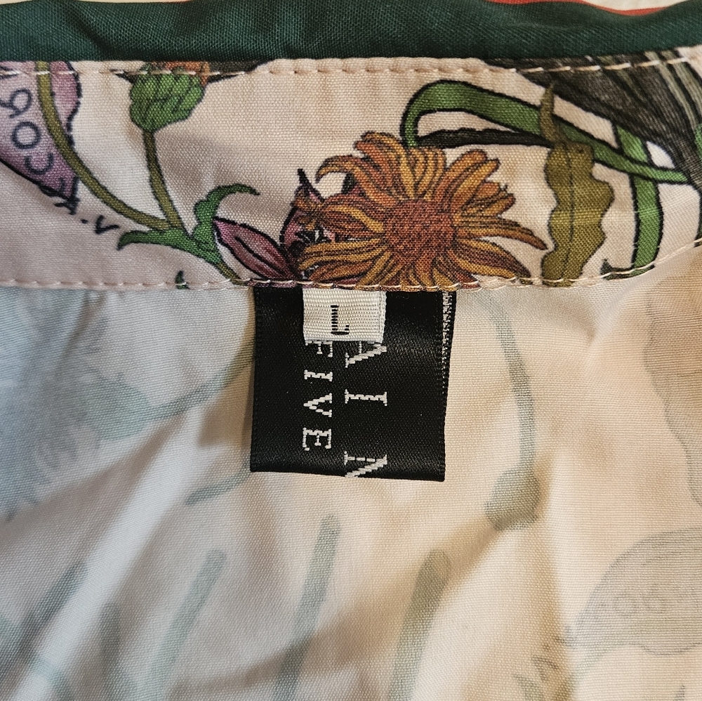 LAI MENG FIVE CATS Women's 3/4 Sleeve Floral Print Button Up A-line Flowy Dress - Picture 9 of 9